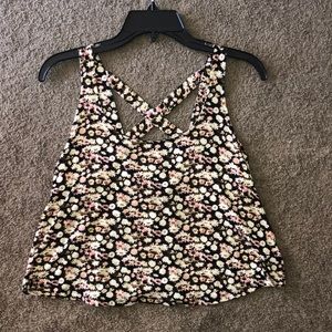 Criss Cross back floral tank top